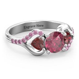Hearts United Gemstone Ring with Accents