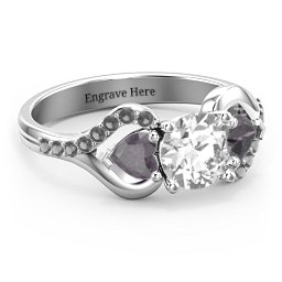 Hearts United Gemstone Ring with Accents