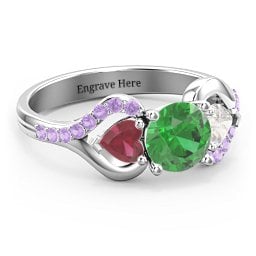 Hearts United Gemstone Ring with Accents