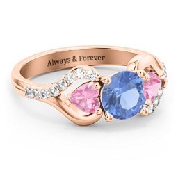 Hearts United Gemstone Ring with Accents