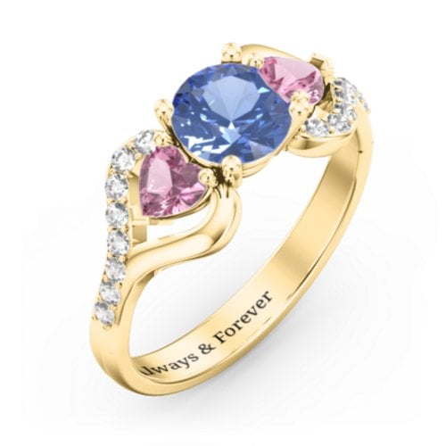 Hearts United Gemstone Ring with Accents