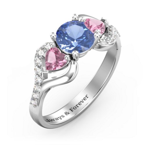 Hearts United Gemstone Ring with Accents