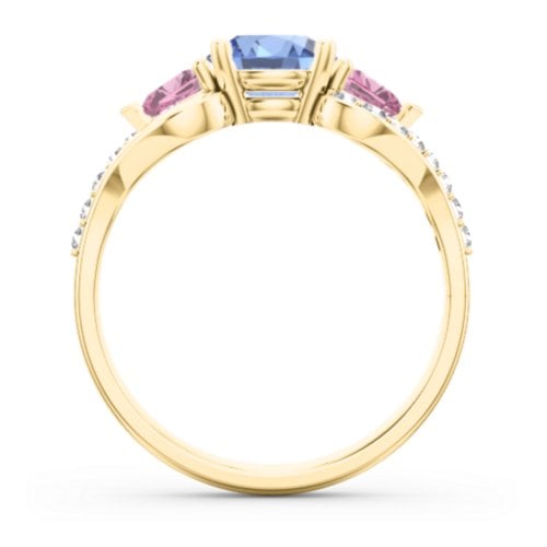 Hearts United Gemstone Ring with Accents