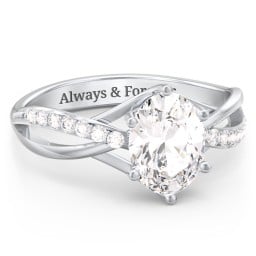 Oval Cut Gemstone Ring with Twisted Band and Accents