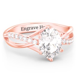 Oval Cut Gemstone Ring with Twisted Band and Accents