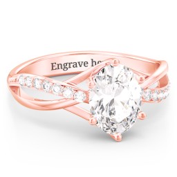 Oval Cut Gemstone Ring with Twisted Band and Accents