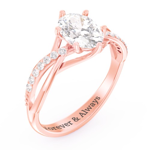 Oval Cut Gemstone Ring with Twisted Band and Accents