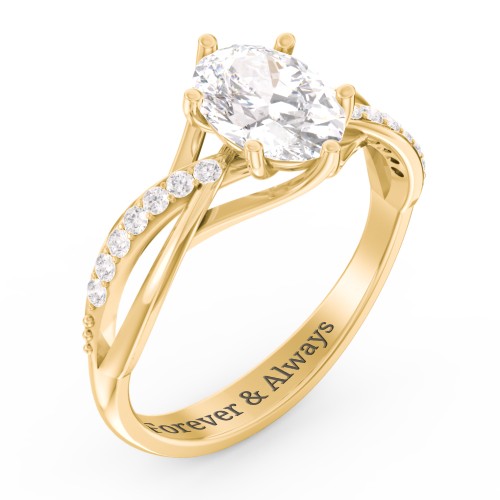 Oval Cut Gemstone Ring with Twisted Band and Accents