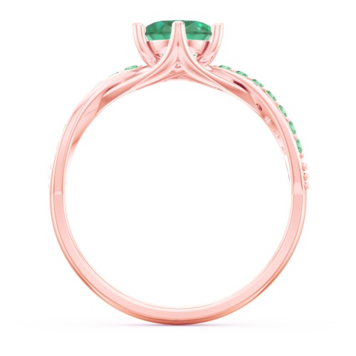 Oval Cut Gemstone Ring with Twisted Band and Accents