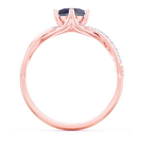 Oval Cut Gemstone Ring with Twisted Band and Accents