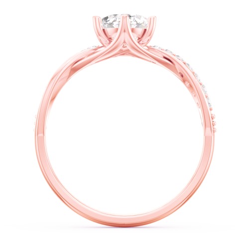 Oval Cut Gemstone Ring with Twisted Band and Accents