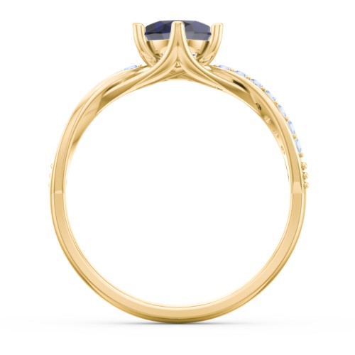 Oval Cut Gemstone Ring with Twisted Band and Accents