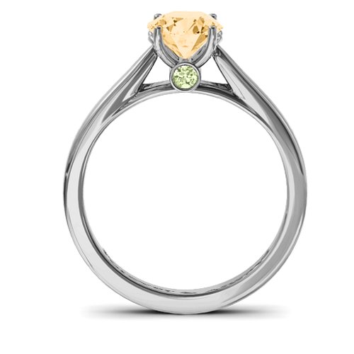 Royal Tulip Ring with Bezel Collar Stone – Sterling Silver with Fancy Yellow Premium Zirconia and Peridot
