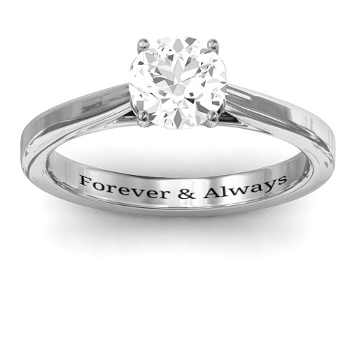 Royal Tulip Ring with Bezel Collar Stone – Sterling Silver with White Premium Zirconia and Citrine