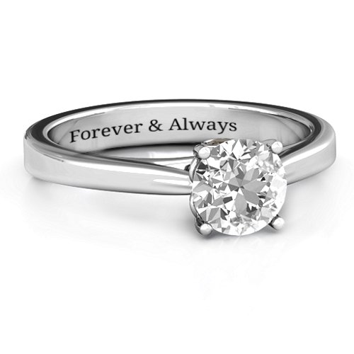 Royal Tulip Ring with Bezel Collar Stone – Sterling Silver with White Premium Zirconia and Smokey Quartz