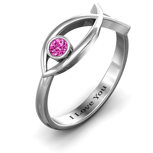 Classic Fish Ring – Sterling Silver with Pink Tourmaline