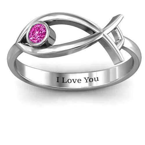 Classic Fish Ring – Sterling Silver with Pink Tourmaline