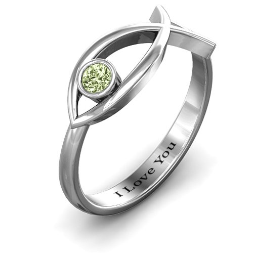 Classic Fish Ring – Sterling Silver with Peridot