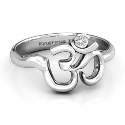 Om - Sound of Universe Ring with Round Stone