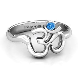Om - Sound of Universe Ring with Round Stone