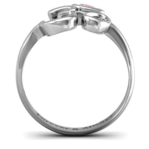 Om - Sound of Universe Ring with Round Stone – Sterling Silver with Pink Sapphire