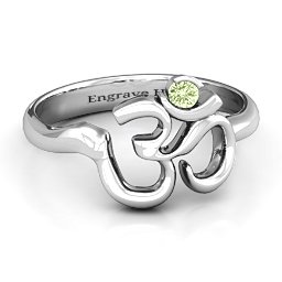 Om - Sound of Universe Ring with Round Stone in 925 Sterling Silver with Peridot