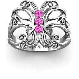 Precious Butterfly Ring in 925 Sterling Silver with Pink Tourmaline