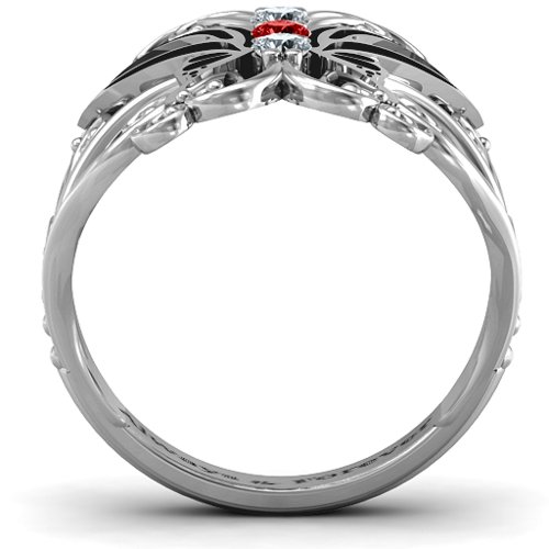 Precious Butterfly Ring – Sterling Silver with Cubic Zirconia and Garnet