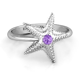 Starfish Ring in 925 Sterling Silver with Amethyst