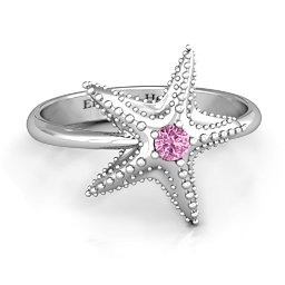 Starfish Ring in 925 Sterling Silver with Pink Sapphire