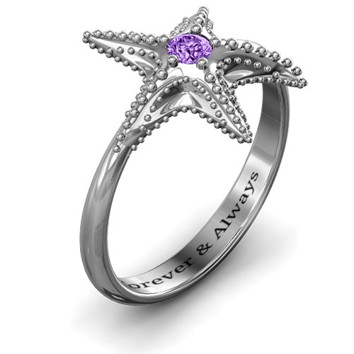 Starfish Ring – Sterling Silver with Amethyst