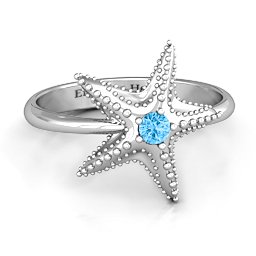 Starfish Ring in 925 Sterling Silver with Blue Topaz