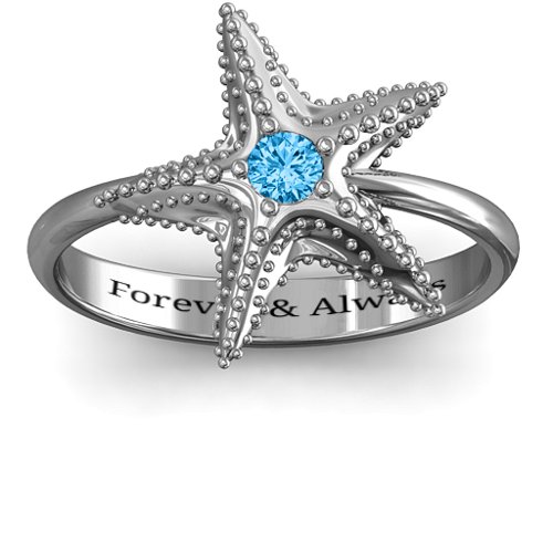 Starfish Ring – Sterling Silver with Blue Topaz