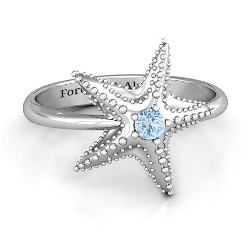 Starfish Ring – Sterling Silver with Aquamarine