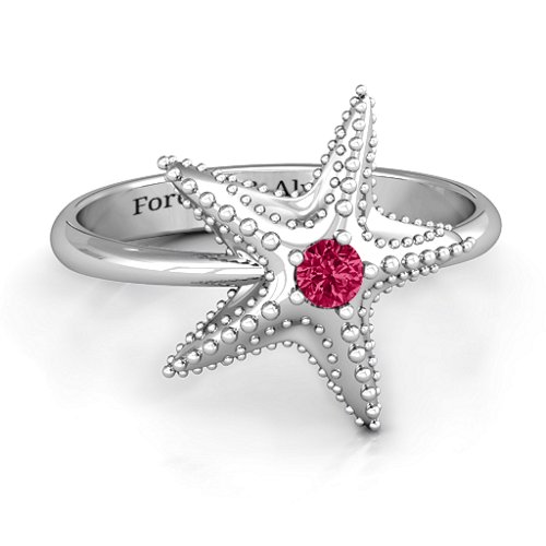 Starfish Ring – Sterling Silver with Ruby