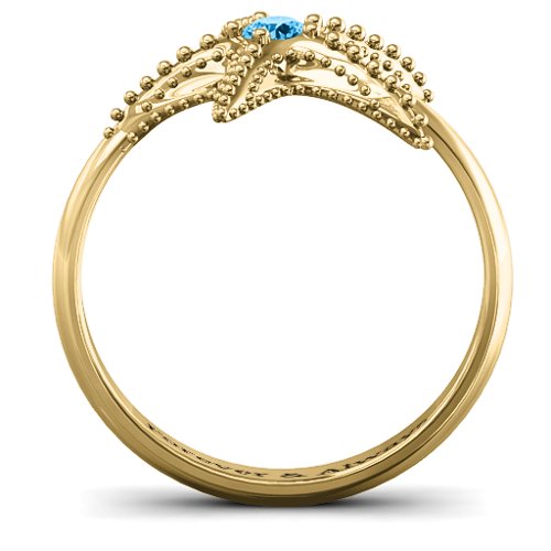 Starfish Ring – 10K Yellow Gold with Blue Topaz