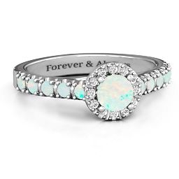 Graceful Shine Vintage Ring in 925 Sterling Silver with Opal and White Premium Zirconia