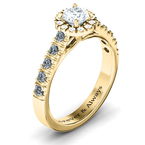 Graceful Shine Vintage Ring – 10K Yellow Gold with Cubic Zirconia and White Premium Zirconia