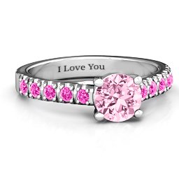 Vintage Diana Ring in 925 Sterling Silver with Fancy Pink Premium Zirconia and Pink Tourmaline