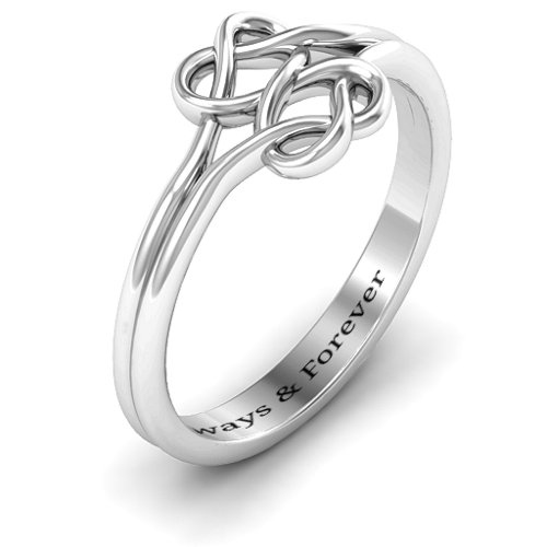 Tangled Hearts Infinity Ring – 10K White Gold