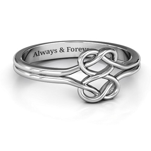 Tangled Hearts Infinity Ring – 10K White Gold
