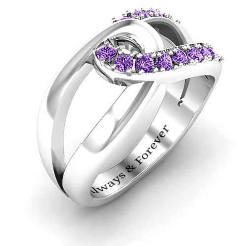 Infinity Embrace Ring – Sterling Silver with Amethyst