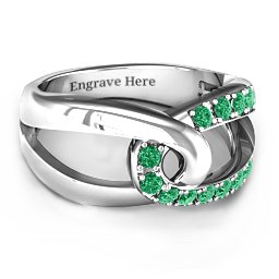 Infinity Embrace Ring in 925 Sterling Silver with Emerald