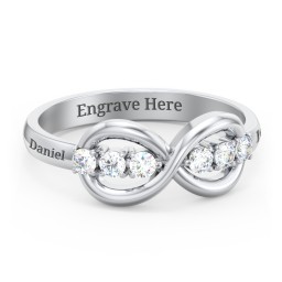 Engravable Infinity Ring with Birthstones