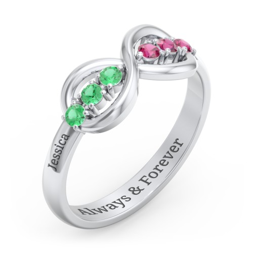 Engravable Infinity Ring with Birthstones