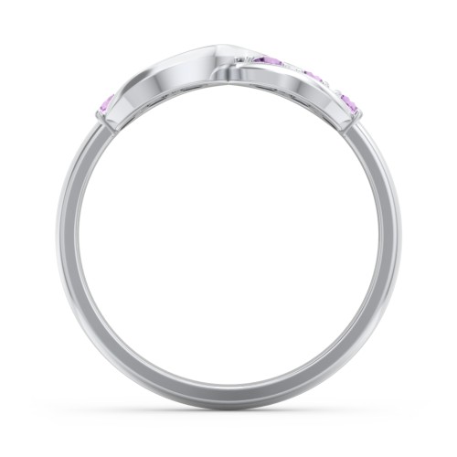 Engravable Infinity Ring with Birthstones – Sterling Silver with Amethyst