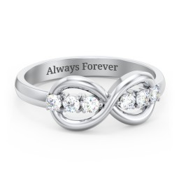 Engravable Infinity Ring with Birthstones in 925 Sterling Silver with Diamond