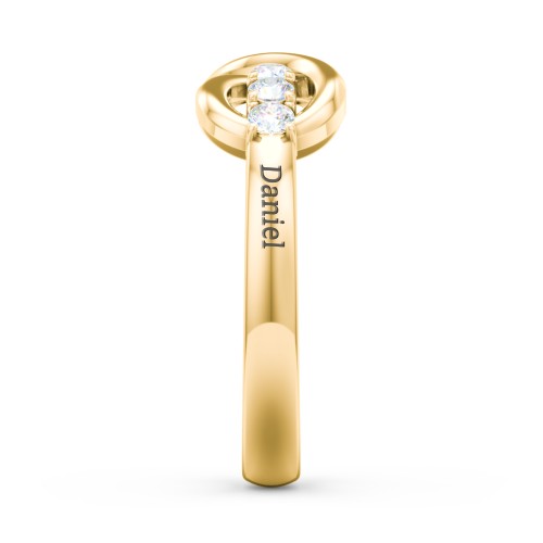 Engravable Infinity Ring with Birthstones – 10K Yellow Gold with Diamond
