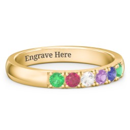 3 - 11 Gemstone Affinity Ring in 10K Solid Yellow Gold with Emerald, Ruby, Cubic Zirconia, Amethyst, Blue Sapphire, and Pink Tourmaline