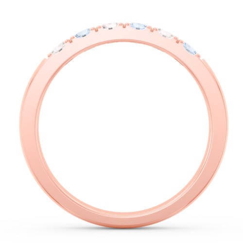 3 - 11 Gemstone Affinity Ring – 10K Rose Gold with Cubic Zirconia and Aquamarine